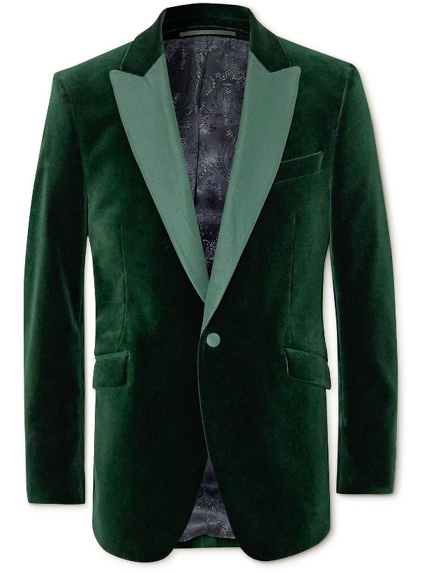Photo: Favourbrook - Slim-Fit Grosgrain-Trimmed Cotton-Velvet Tuxedo Jacket - Green