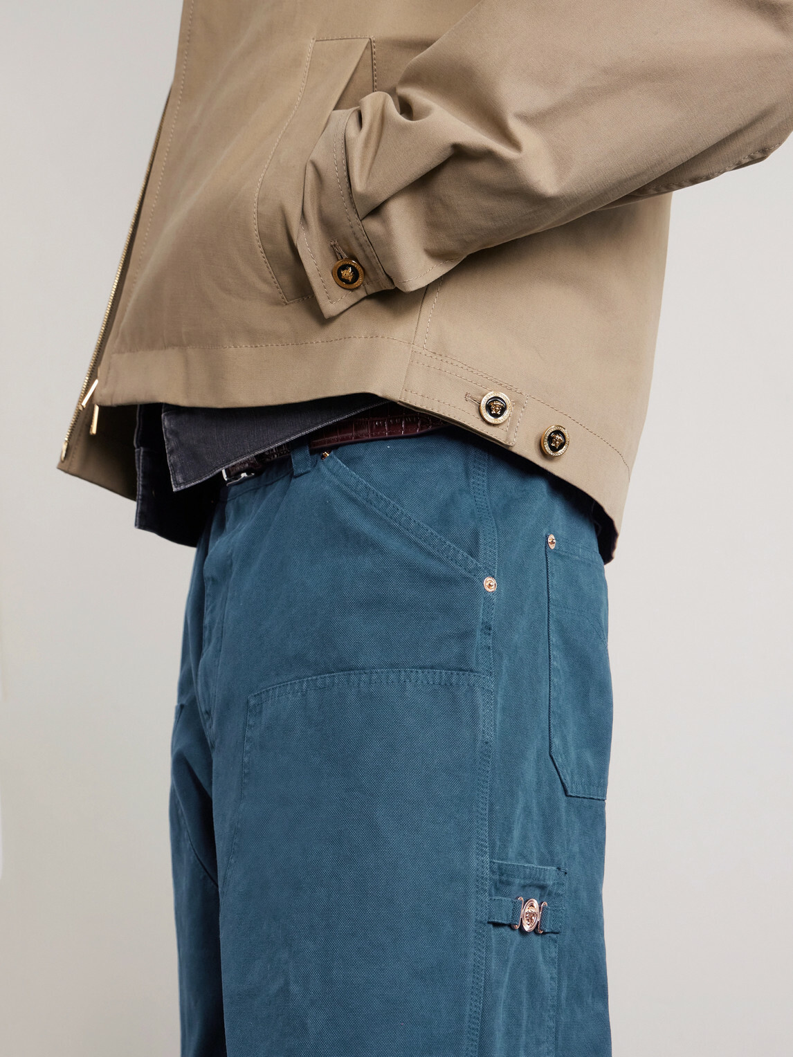 Versace - Straight-Leg Cotton-Canvas Trousers - Blue