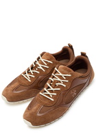 Tory Burch Field Panelled Suede Sneakers Tan