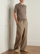 Saman Amel - Slim-Fit Wool Polo Shirt - Brown