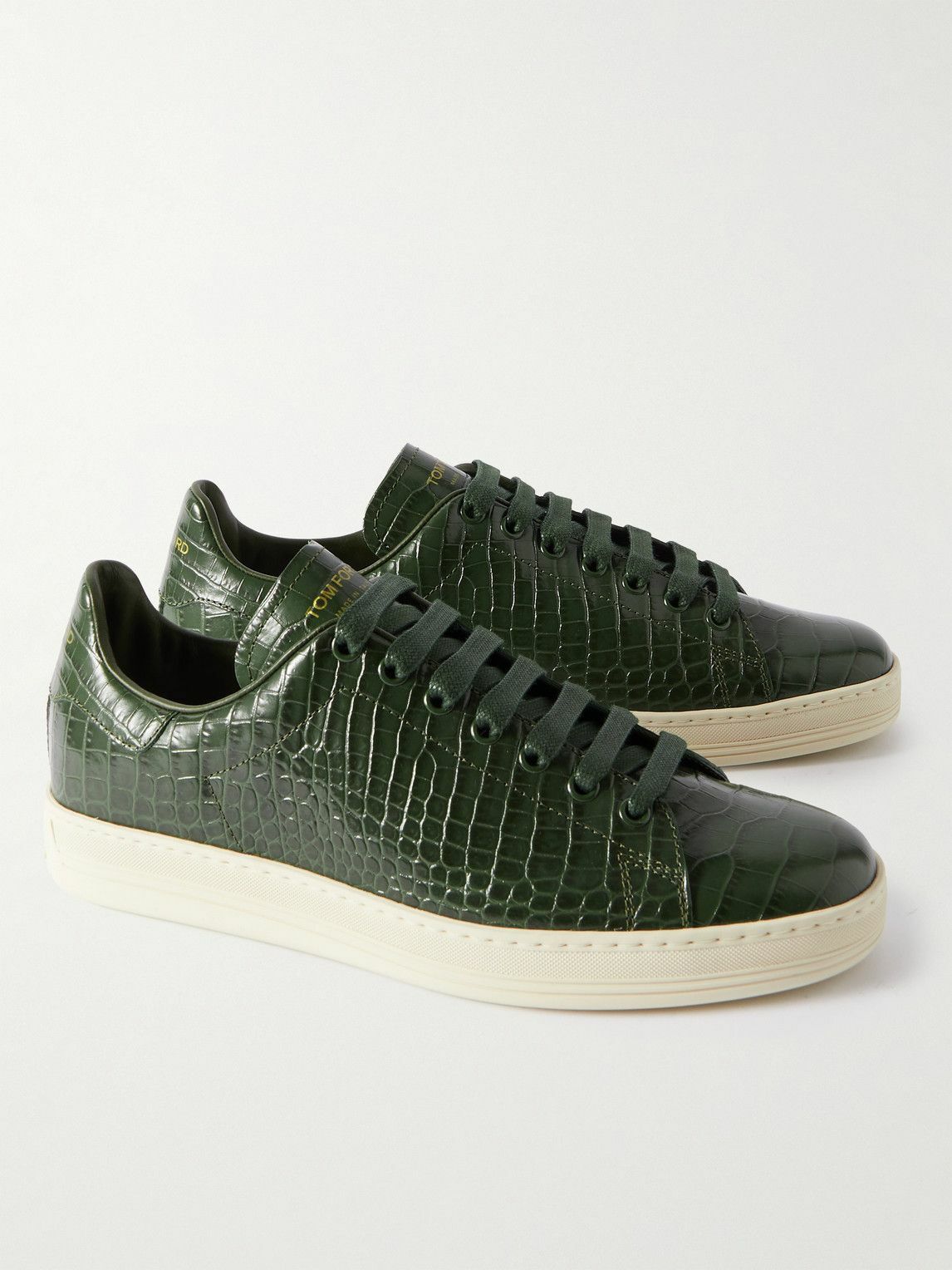 TOM FORD - Warwick Croc-Effect Patent-Leather Sneakers