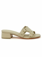 Santoni Beige Leather Backless Sandal