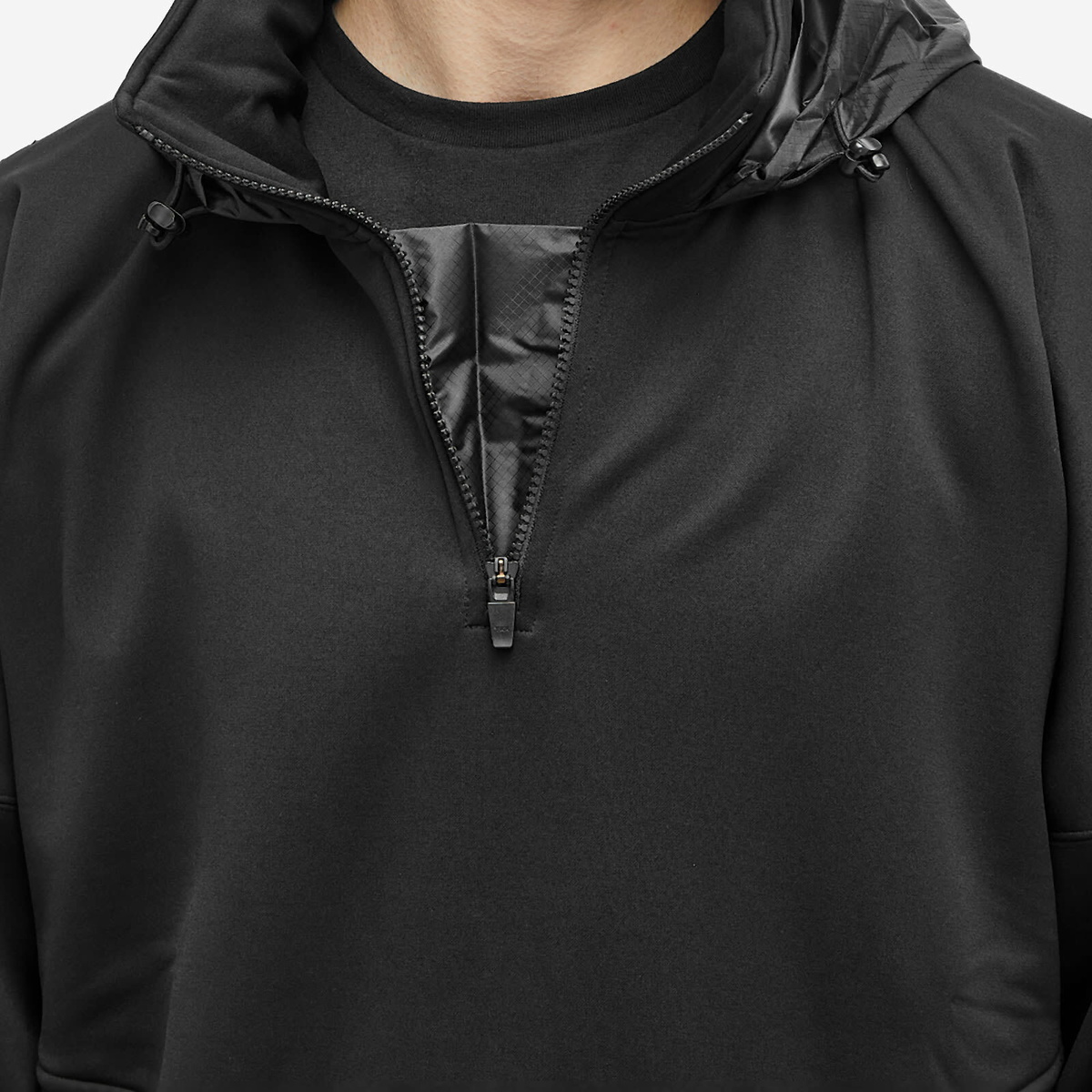 Poliquant Men's Fleece Hooded Quarter Zip Sweatshirt in Black