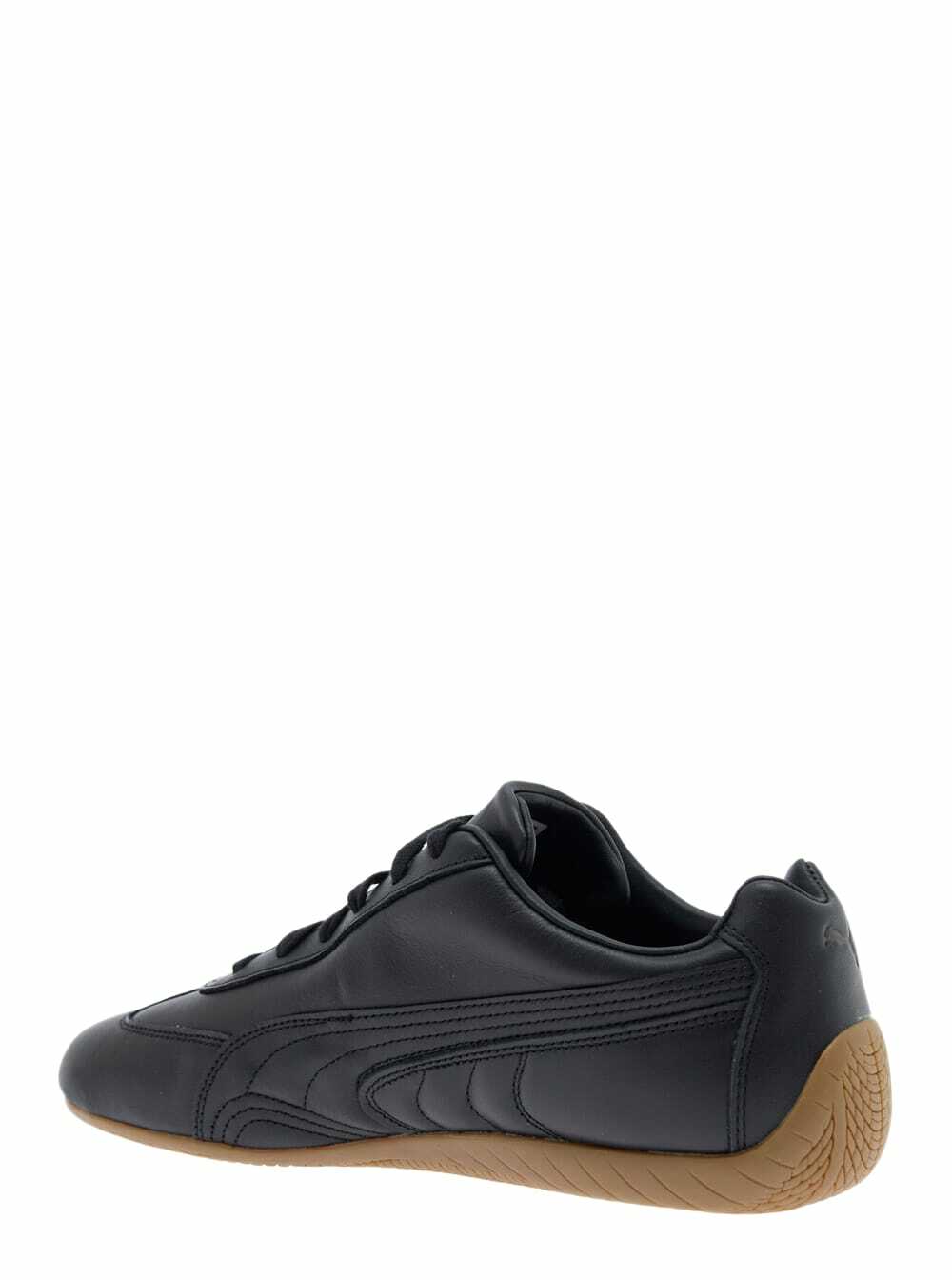Puma speedcat Black Low Top Sneakers With Embossed Logo On The Tongue And Contrasting Sole In Leather Unisex
