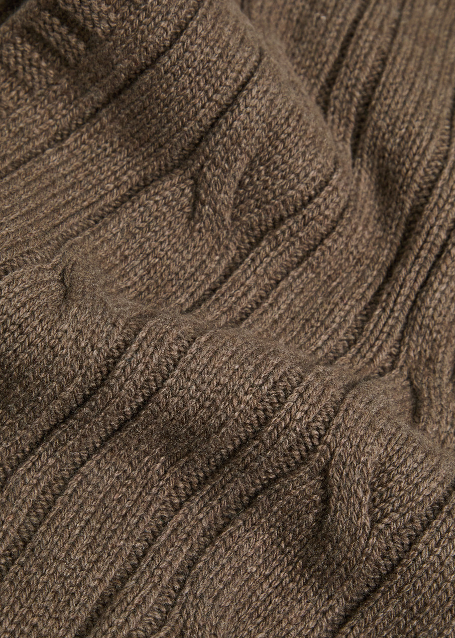 John Smedley Wooton Cable-knit Cashmere and Wool-blend Scarf - Taupe - One Size
