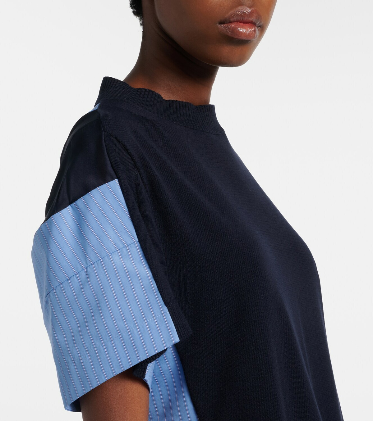 Sacai Paneled cotton-blend minidress