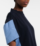 Sacai Paneled cotton-blend minidress