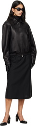 TONYWACK Black Vintage Lamb Leather Bomber Jacket