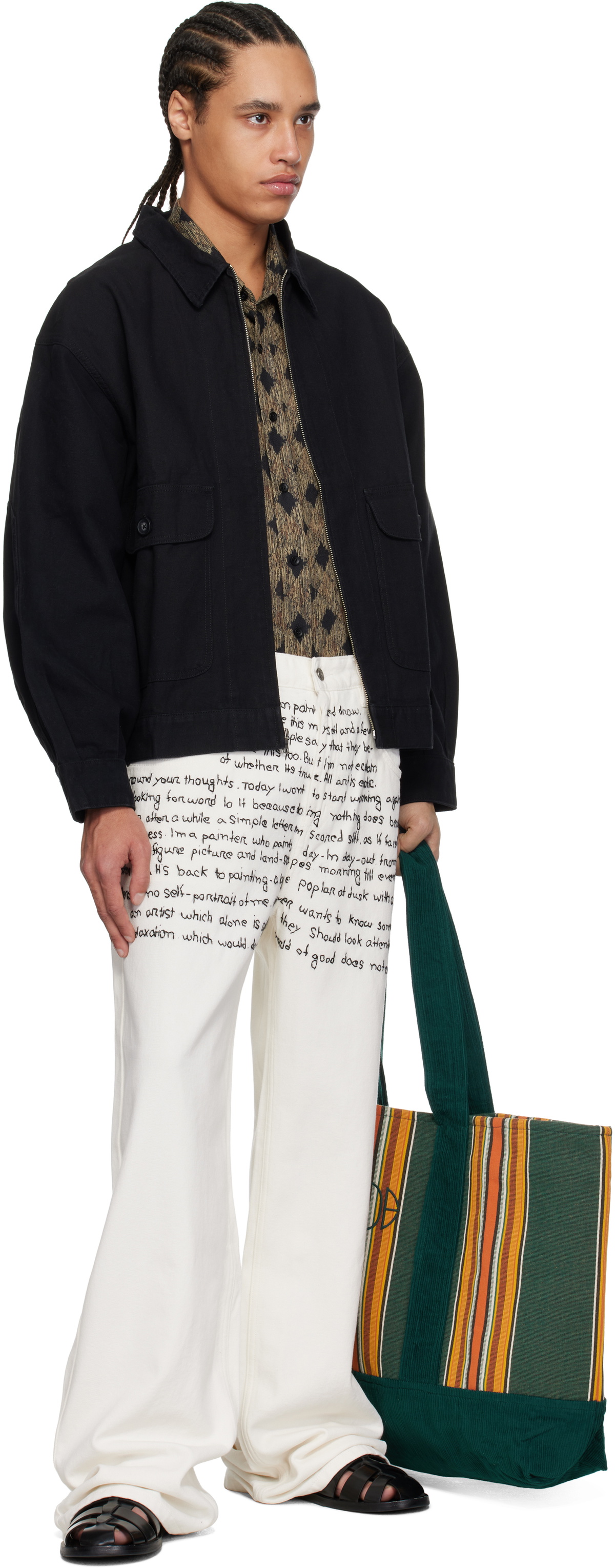 Glass Cypress White Swirly Text Jeans