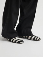 Manolo Blahnik - Mario Leather-Trimmed Zebra-Print Calf Hair Loafers - Black