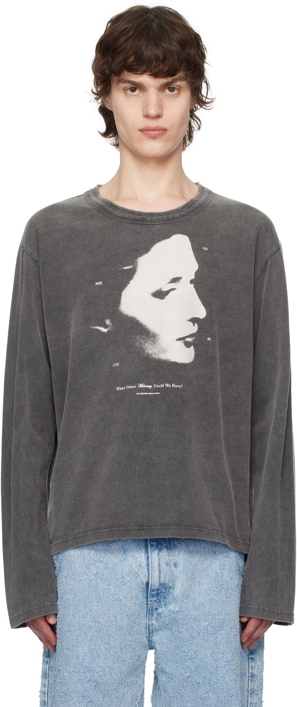 mfpen Gray LS V-neck T-shirt mfpen