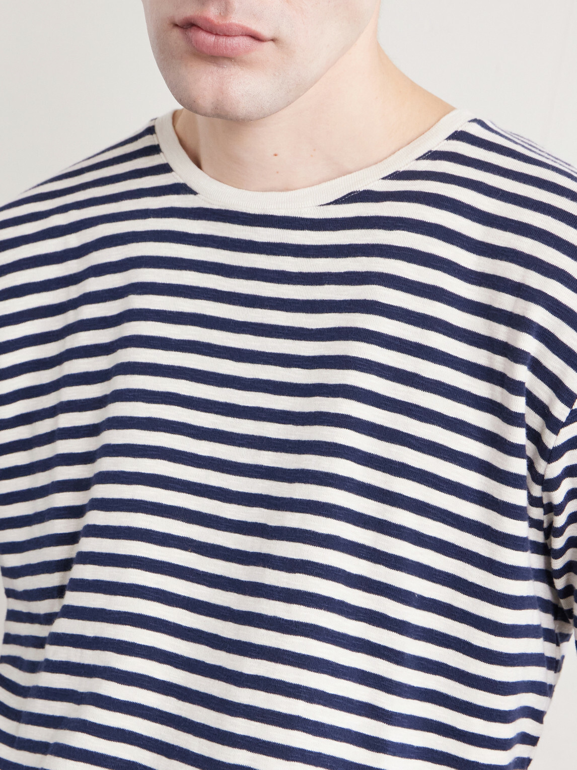 Folk - Striped Slub Cotton-Jersey T-Shirt - Neutrals