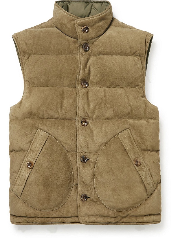 Photo: Ralph Lauren Purple label - Mardell Reversible Quilted Suede and Shell Down Gilet - Green