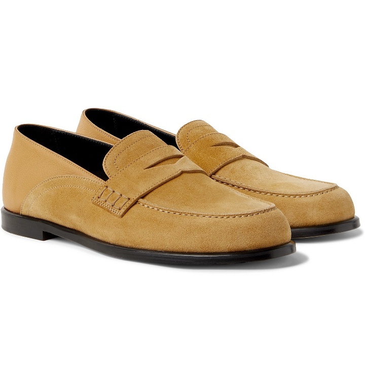 Photo: Loewe - Collapsible-Heel Suede and Full-Grain Leather Penny Loafers - Yellow