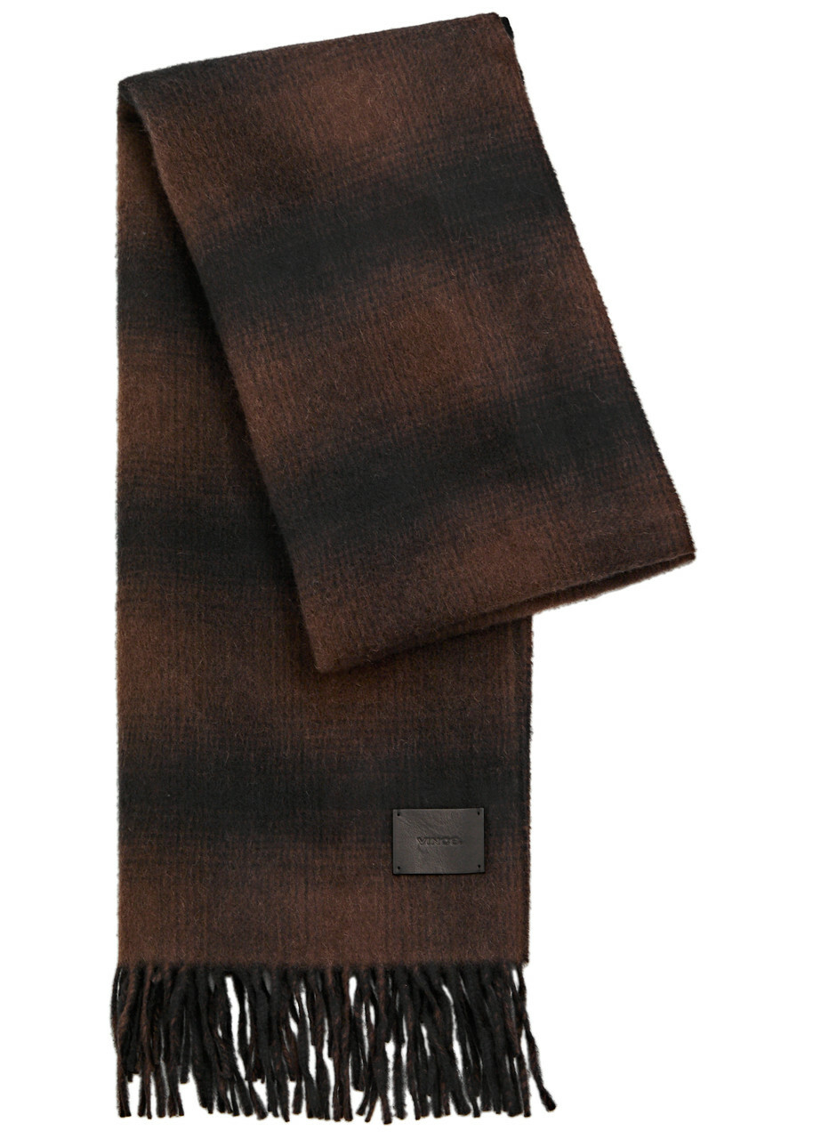 Vince Shadow Plaid Cashmere Scarf - Brown - One Size