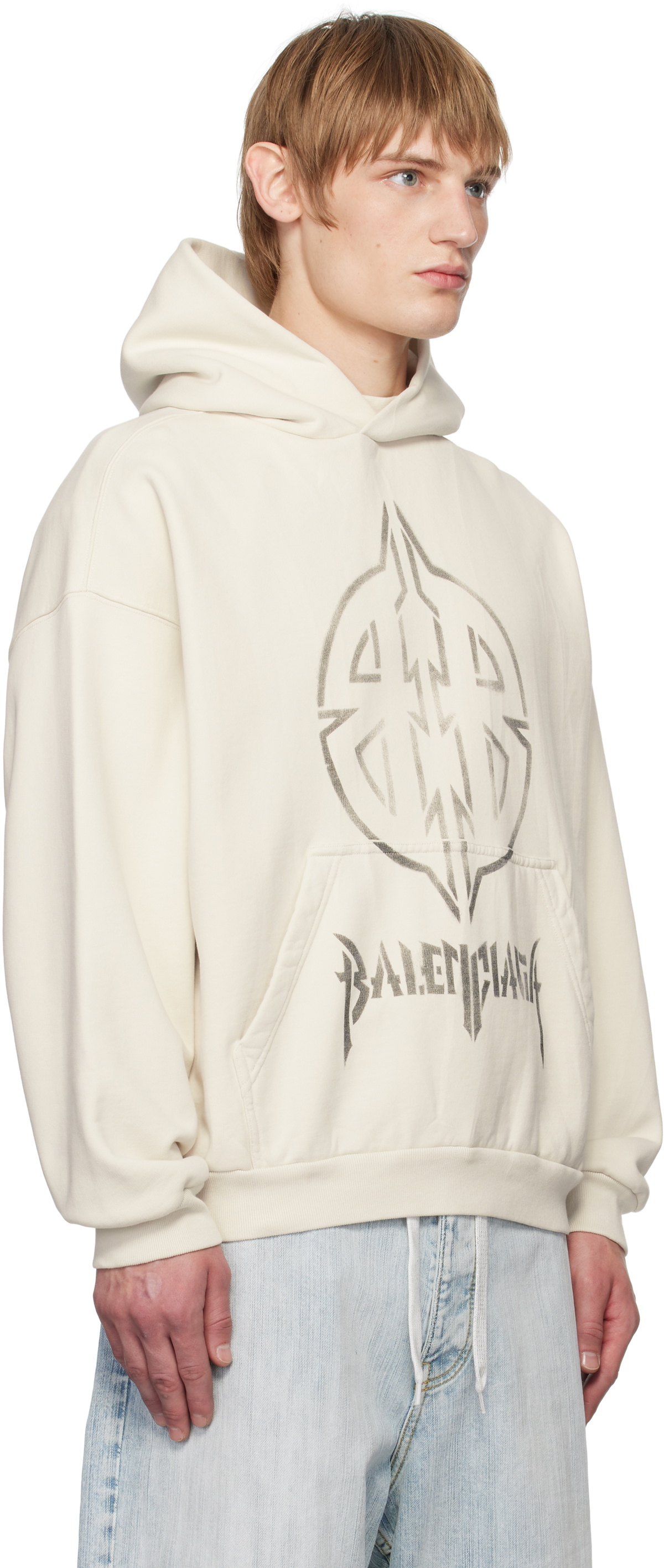 お洒落なグラフィック【BALENCIAGA】 l BB Stencil フーディ Balenciaga Off-White Metal BB Stencil Hoodie Balenciaga