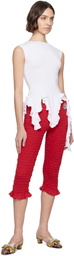 Conner Ives Red Shirred Capri Trousers
