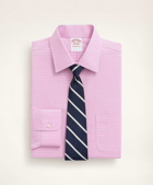 Brooks Brothers Men's Stretch Madison Relaxed-Fit Dress Shirt, Non-Iron Poplin Ainsley Collar Check | Pink