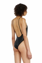 Diesel Plunge-neck swimsuit in shimmery fabric - Swimsuits Womens in Black