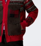 Junya Watanabe Suede-trimmed wool zip-up cardigan