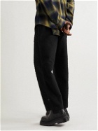 4SDesigns - Tapered Cotton-Blend Tweed Trousers - Black