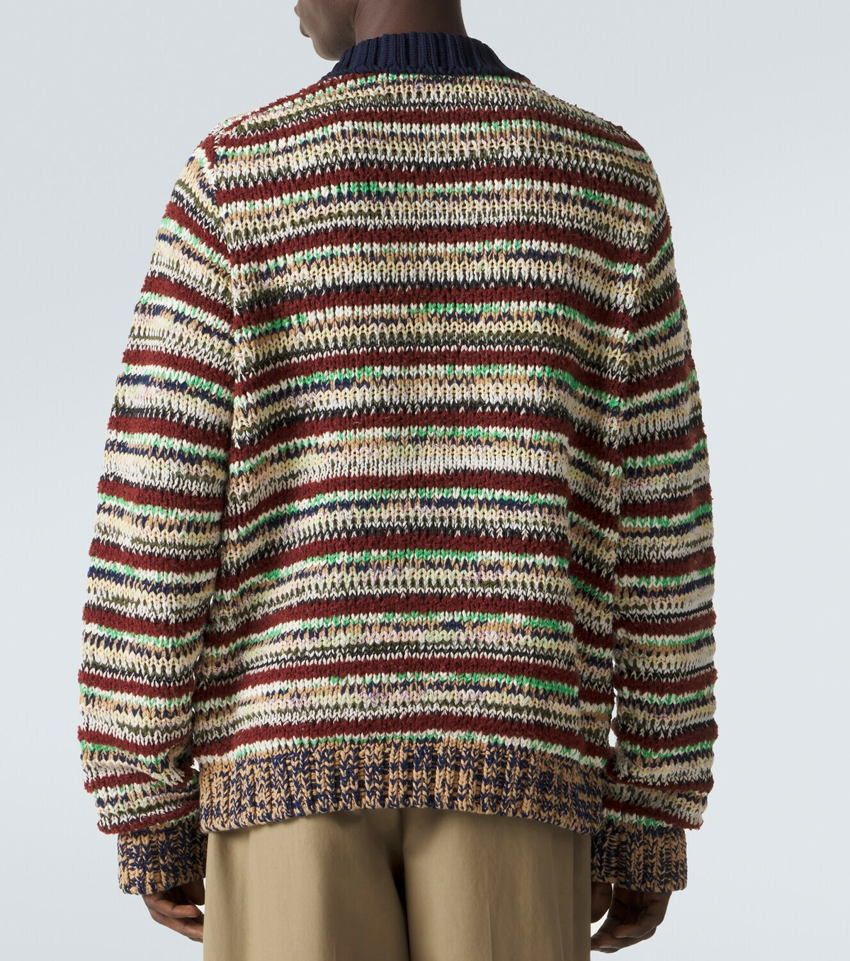 Sacai Striped cotton-blend polo sweater