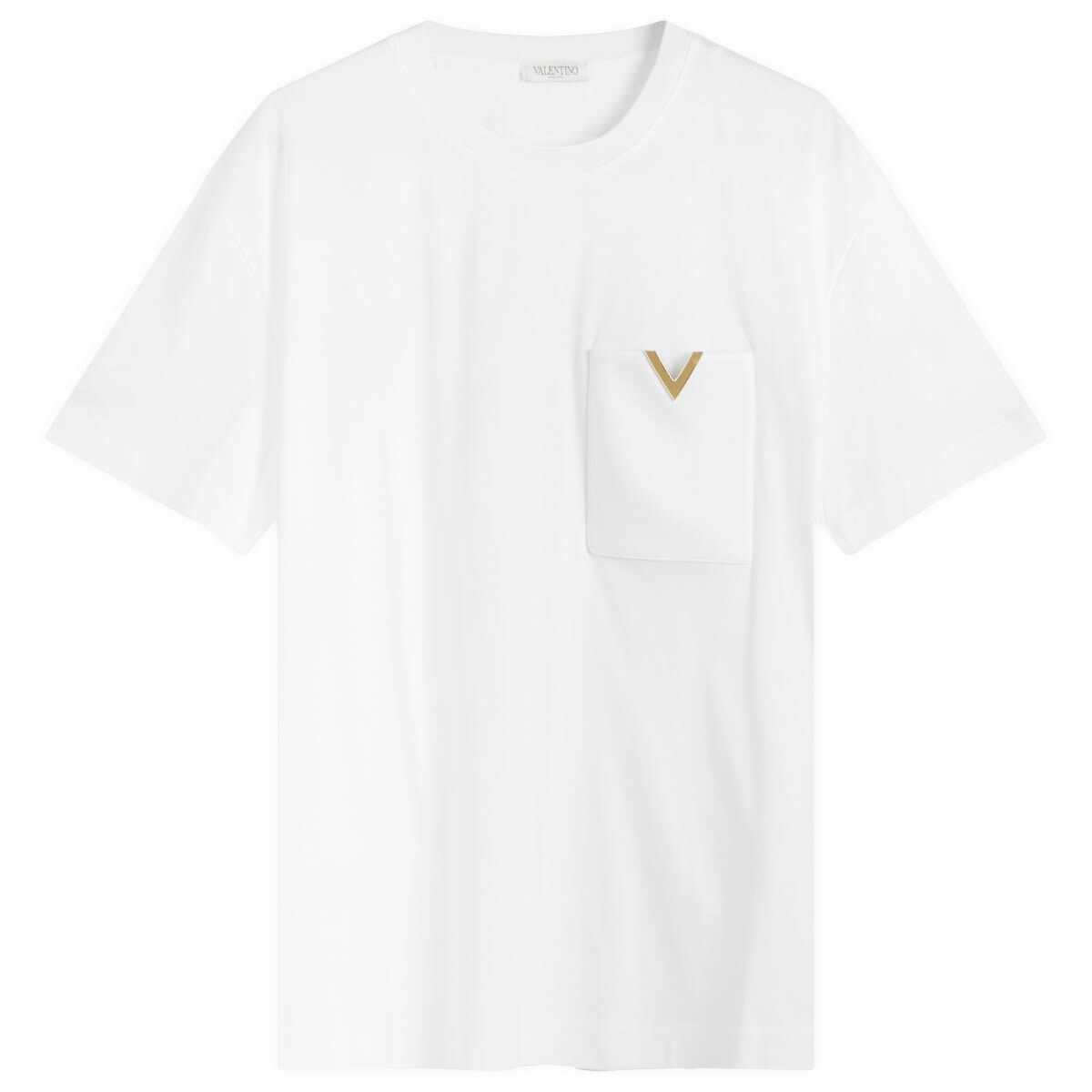 Valentino Men's V Pocket Logo Shirt in White Valentino