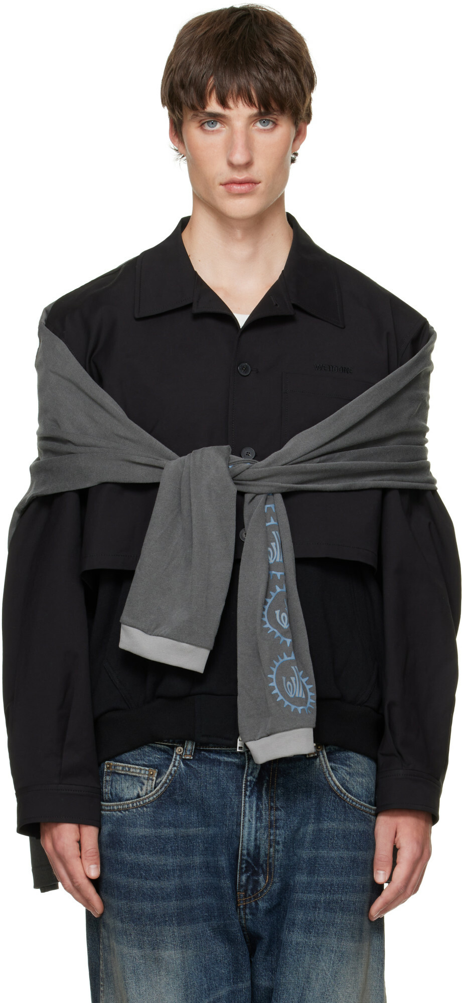 We11done Black Layered Blouson Jacket