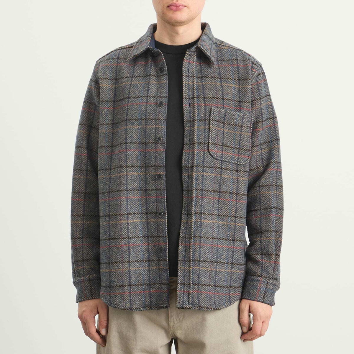 Portuguese Flannel Men's Type Tweed Overshirt in Grey