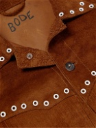 BODE - Embellished Fringed Brushed-Suede Jacket - Brown