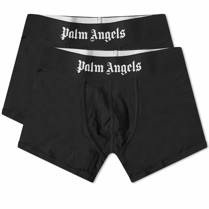 Photo: Palm Angels Men's Logo Boxer - 2 Pack in White/Black