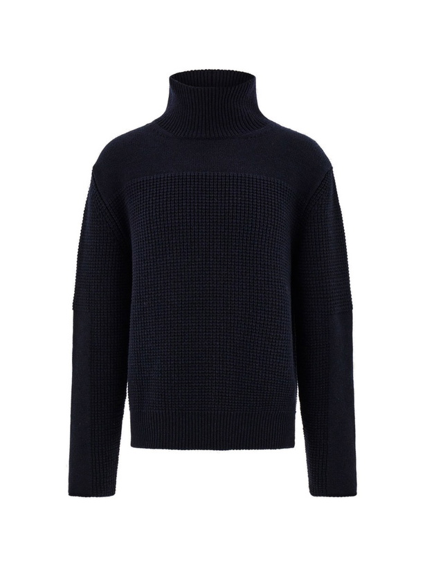 Photo: Ferragamo Mens High neck knitted sweater in Blue
