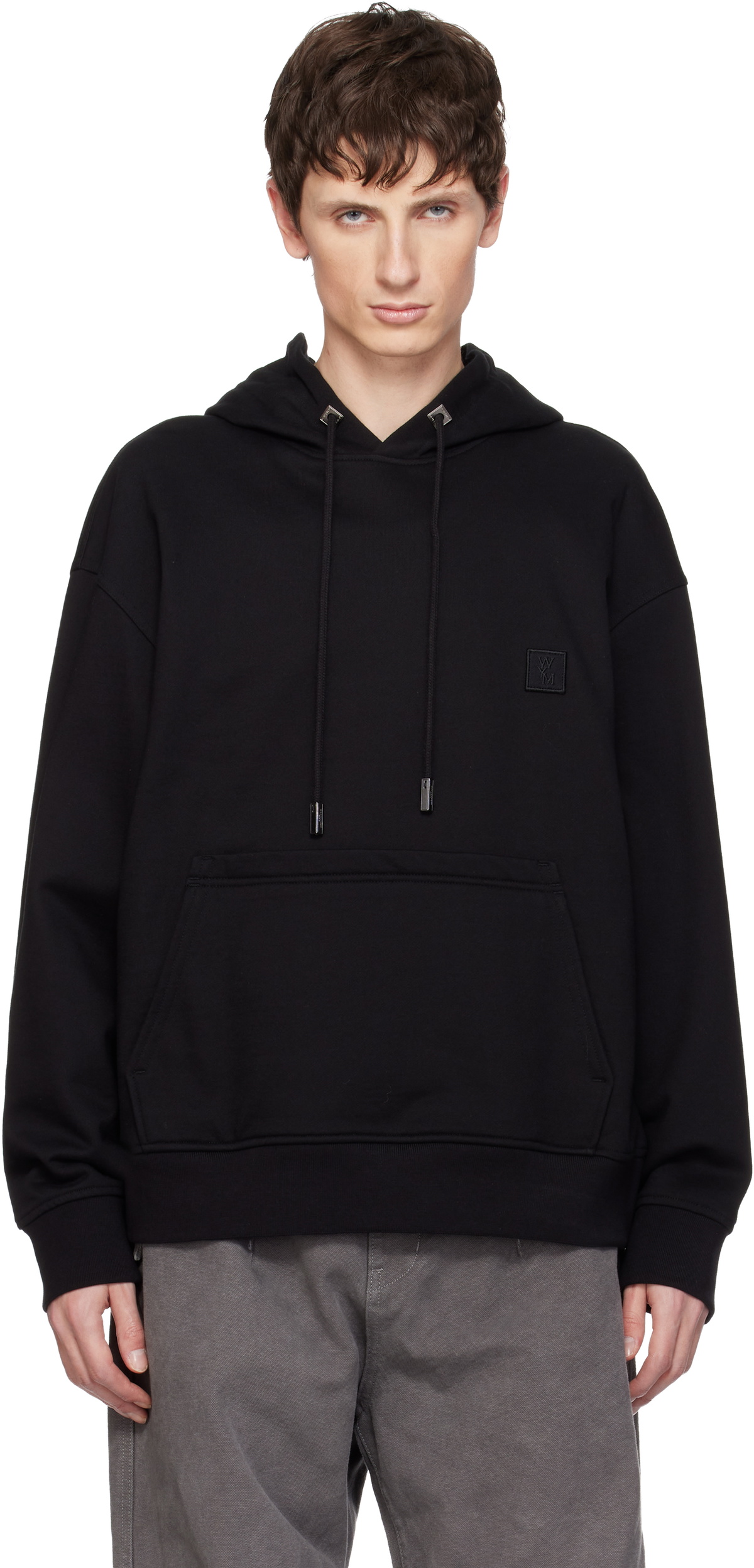 WOOYOUNGMI Black Flower Back Logo Hoodie