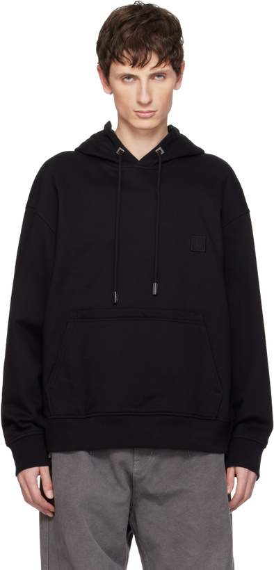 Photo: WOOYOUNGMI Black Flower Back Logo Hoodie