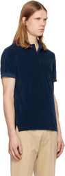 TOM FORD Navy Towelling Short Sleeve Polo