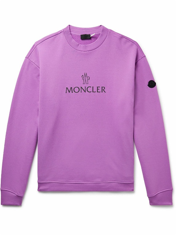 Photo: Moncler - Logo-Print Cotton-Jersey Sweatshirt - Pink