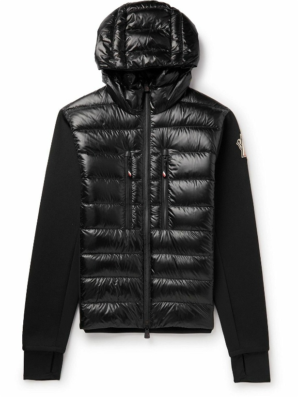 Photo: Moncler Grenoble - Quilted Shell-Panelled Jersey Hooded Down Jacket - Black
