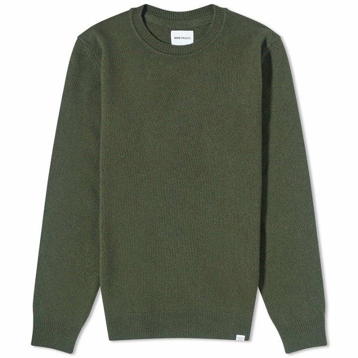 Photo: Norse Projects Men's Sigfred Merino Lambswool Sweater in Army Green