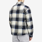 Represent Men's All Over Initial Flannel Shirt in Blue Check