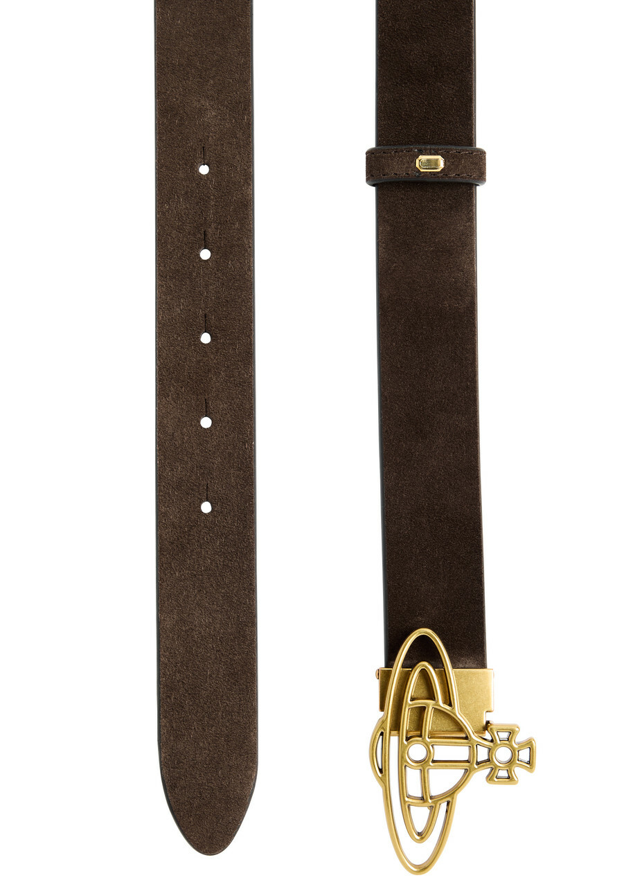 Vivienne Westwood Orb Suede Belt - Dark Brown - One Size Vivienne