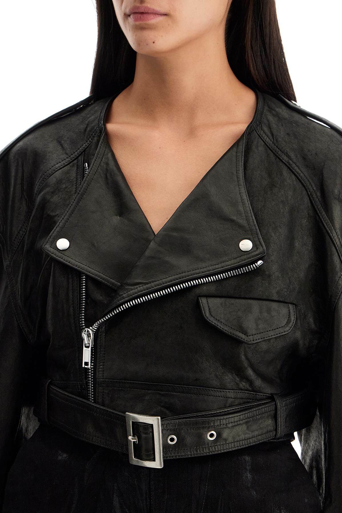RICK OWENS micro biker nappa jacket in Black Rick Owens