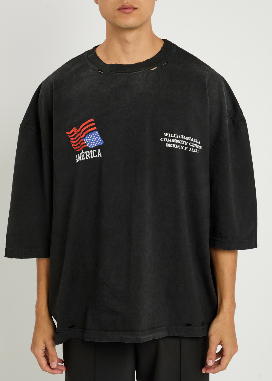 Willy Chavarria Printed Cotton T-shirt Black Willy Chavarria