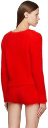 Pushbutton Red Shag Sweater