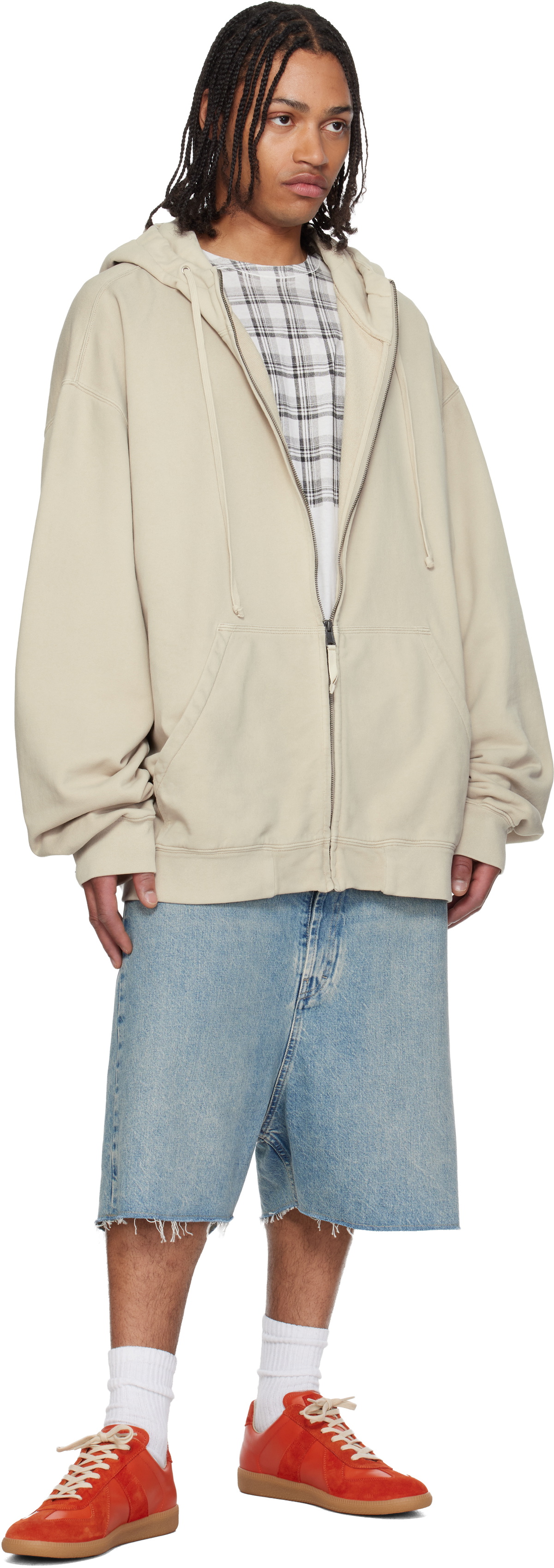 Maison Margiela Blue Dropped-Rise Bermuda Denim Shorts