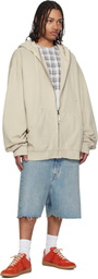 Maison Margiela Blue Dropped-Rise Bermuda Denim Shorts