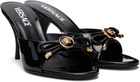 Versace Black Opera Bow Patent Mule Heeled Sandals