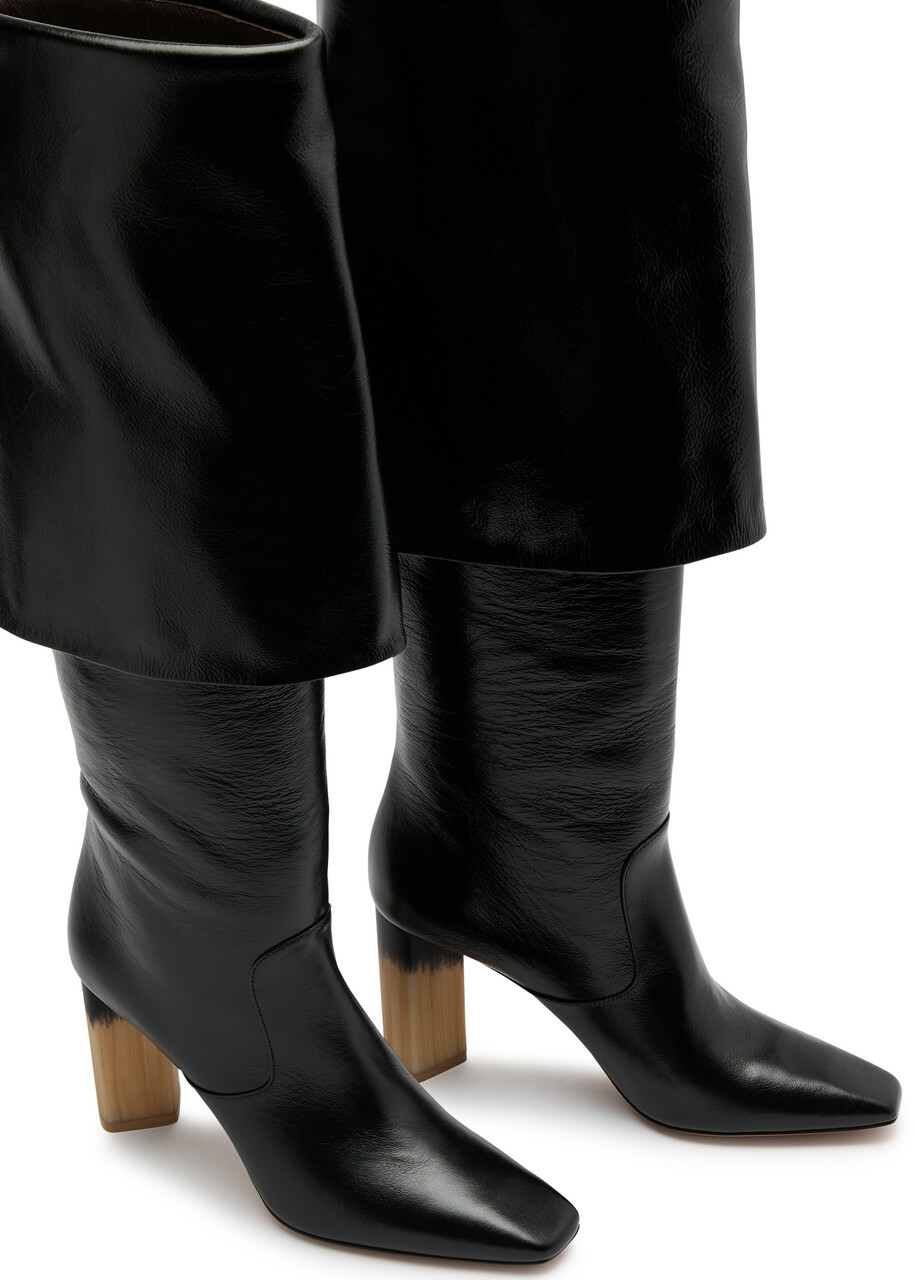 玄重♡Chloe♡　1011 Chloe Georgia 90 Glossed Leather Knee-high Boots Black Chloe