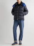 Moncler - Logo-Appliquéd Colour-Block Quilted Shell Hooded Down Jacket - Blue