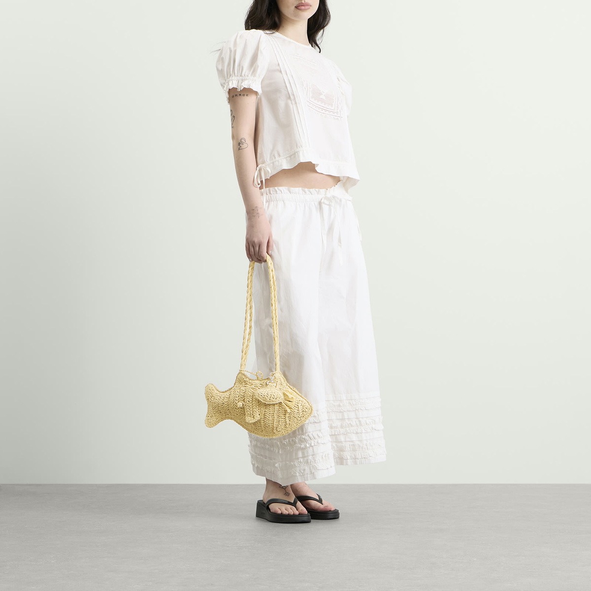 Damson Madder Women's Raffia Fish Bag in Natural 