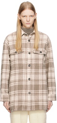 AMI Alexandre Mattiussi Off-White & Taupe Checked Jacket